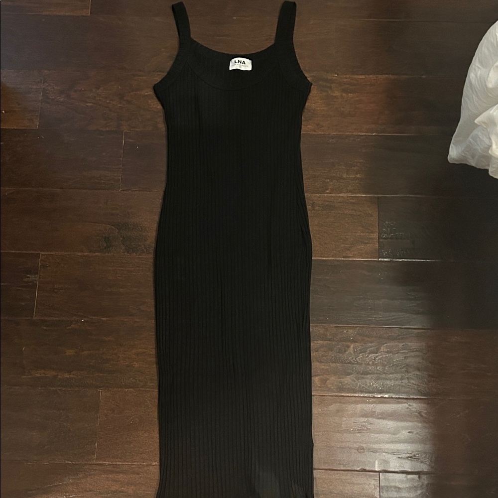 LNA Black Ribbed Dress
